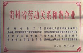 喜訊！川恒股份榮獲 “2021年度貴州省勞動(dòng)關(guān)系和諧企業(yè)” 稱號(hào)